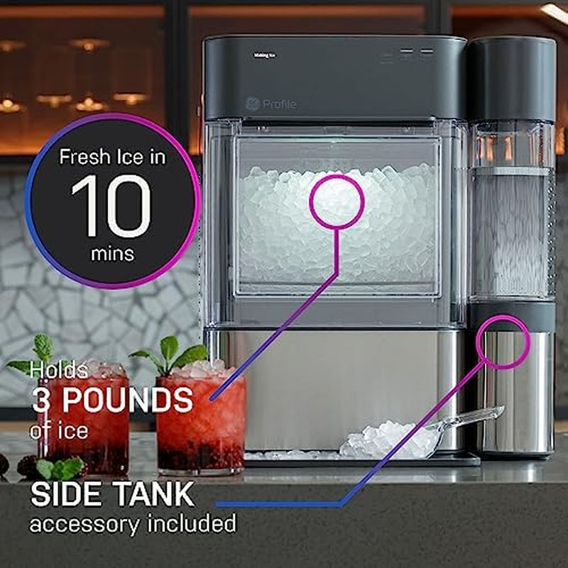 GENERAL ELECTRIC  Opal 2.0 XL  Chewable Crunchable Countertop Nugget Ice Maker (Scoop Included) | 38 Lbs in 24 Hours with Wifi & Smart Connected - Stainless Steel