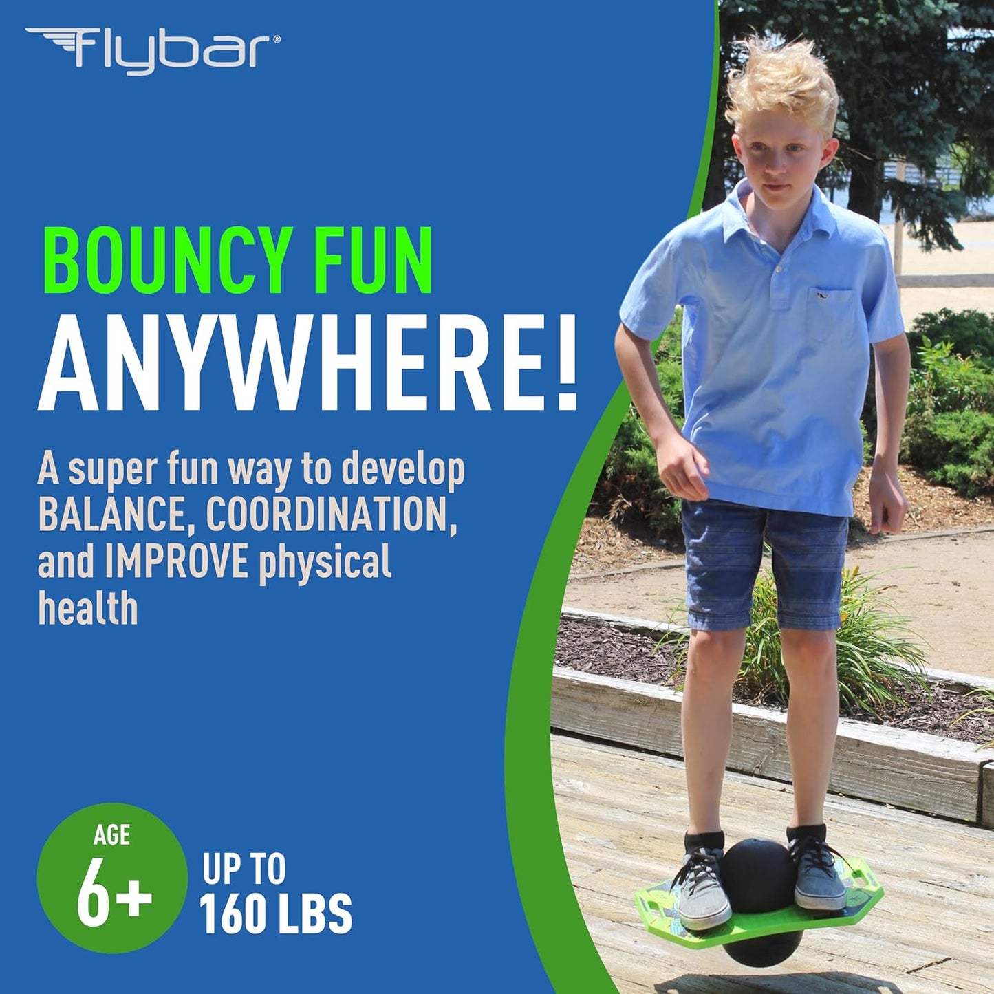 FLYBAR Pogo Trick Ball Jumper | Ages 6+, up to 160 Lbs (Includes Pump, Easy to Carry Handle)