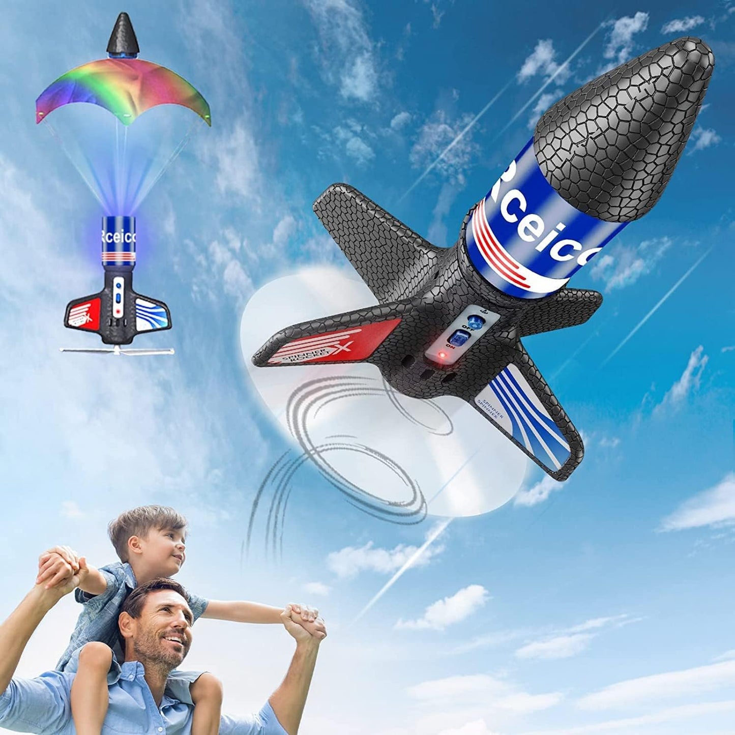 RCEICO Rocket Launcher - Model Rocket Kits with Launch Set (200 Feet of Flight Altitude) | for Ages 8+