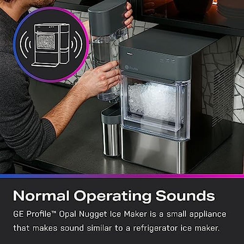 GENERAL ELECTRIC  Opal 2.0 XL  Chewable Crunchable Countertop Nugget Ice Maker (Scoop Included) | 38 Lbs in 24 Hours with Wifi & Smart Connected - Stainless Steel