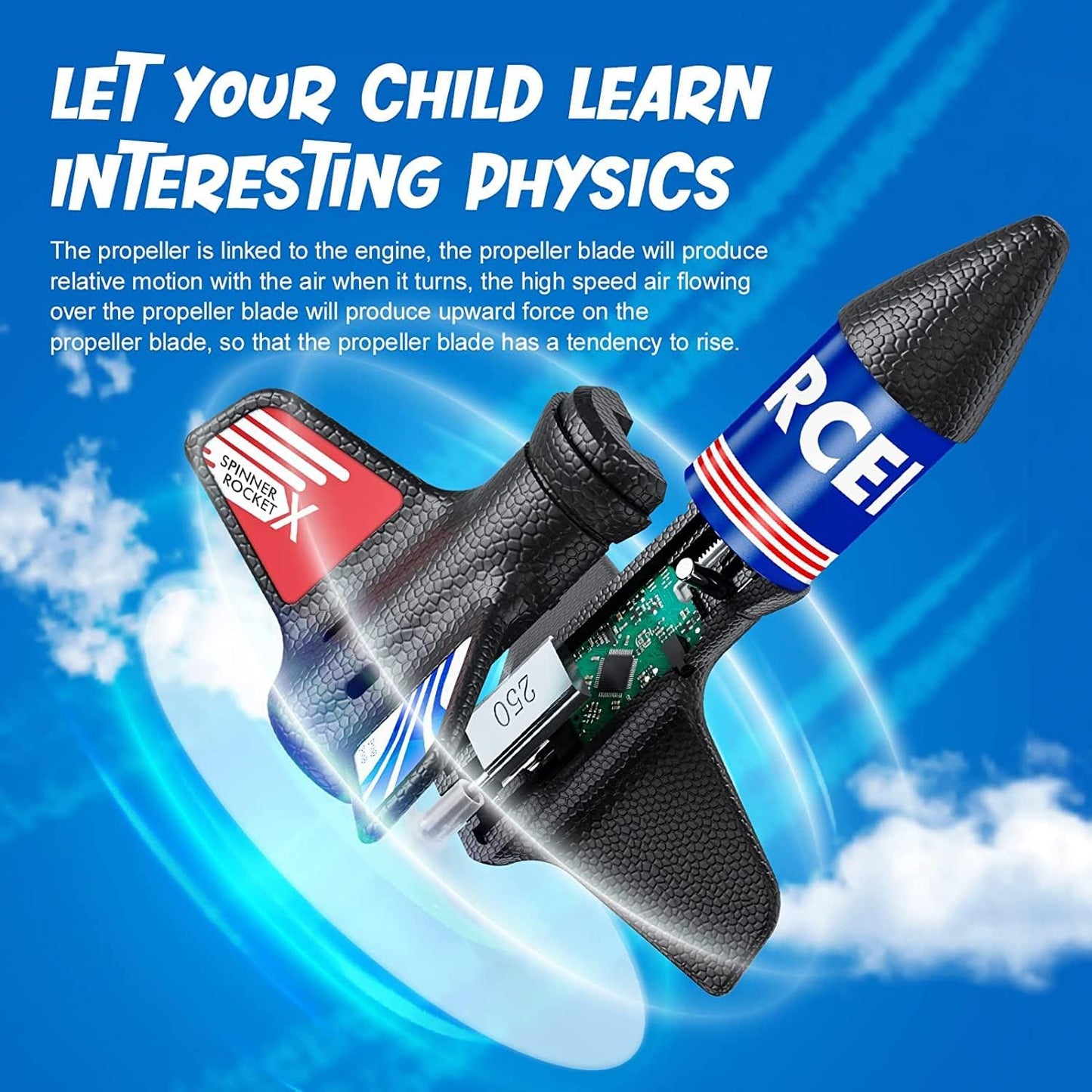 RCEICO Rocket Launcher - Model Rocket Kits with Launch Set (200 Feet of Flight Altitude) | for Ages 8+