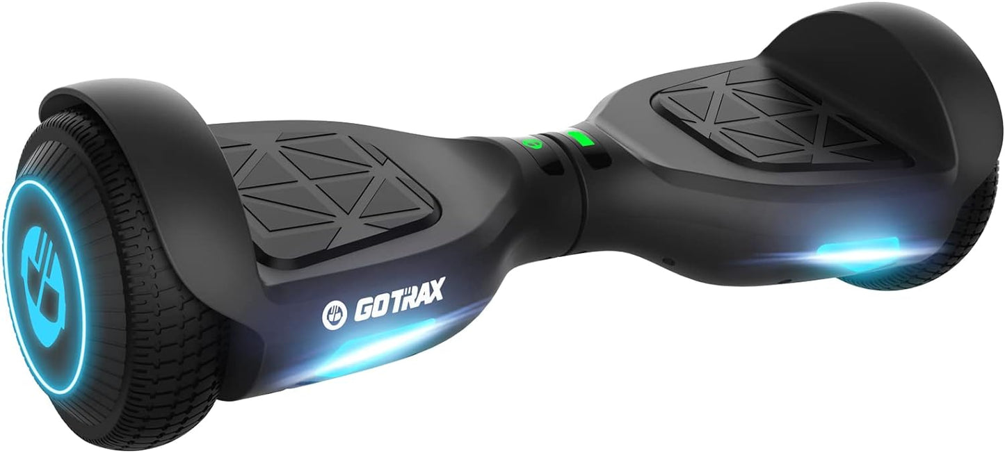 GOTRAX Hoverboard with 6.5" LED Wheels & Headlight | Ages 10+ 44-176Lbs - 6.2Mph Power by Dual Brushless Motor, UL2272 Certified - 50.4Wh/93.6Wh Battery