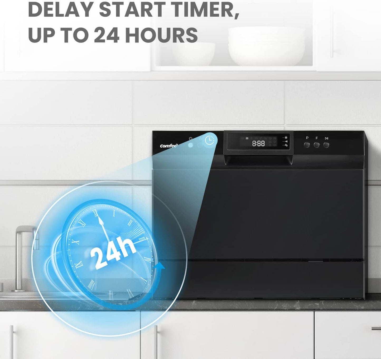 COMFEE Countertop Dishwasher | 6 Place Settings & 8 Washing Programs  (Energy Star Portable Dishwasher)