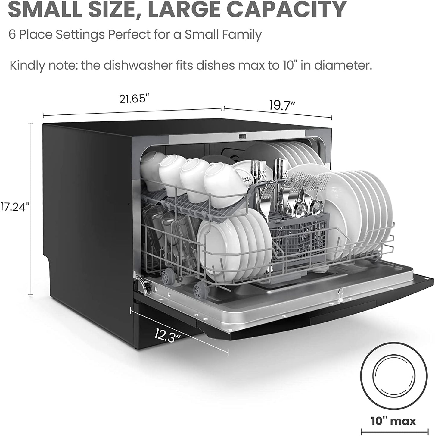 COMFEE Countertop Dishwasher | 6 Place Settings & 8 Washing Programs  (Energy Star Portable Dishwasher)