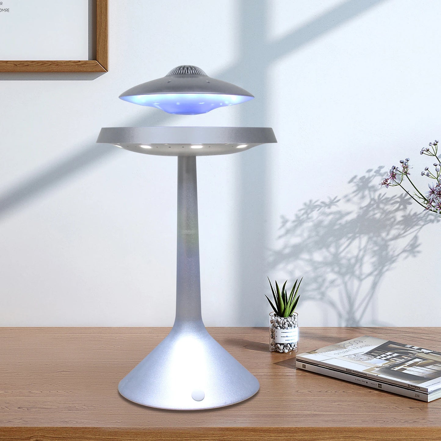 Floating LED Table Lamp UFO with Magnetic Levitation | Built-in Bluetooth Speaker