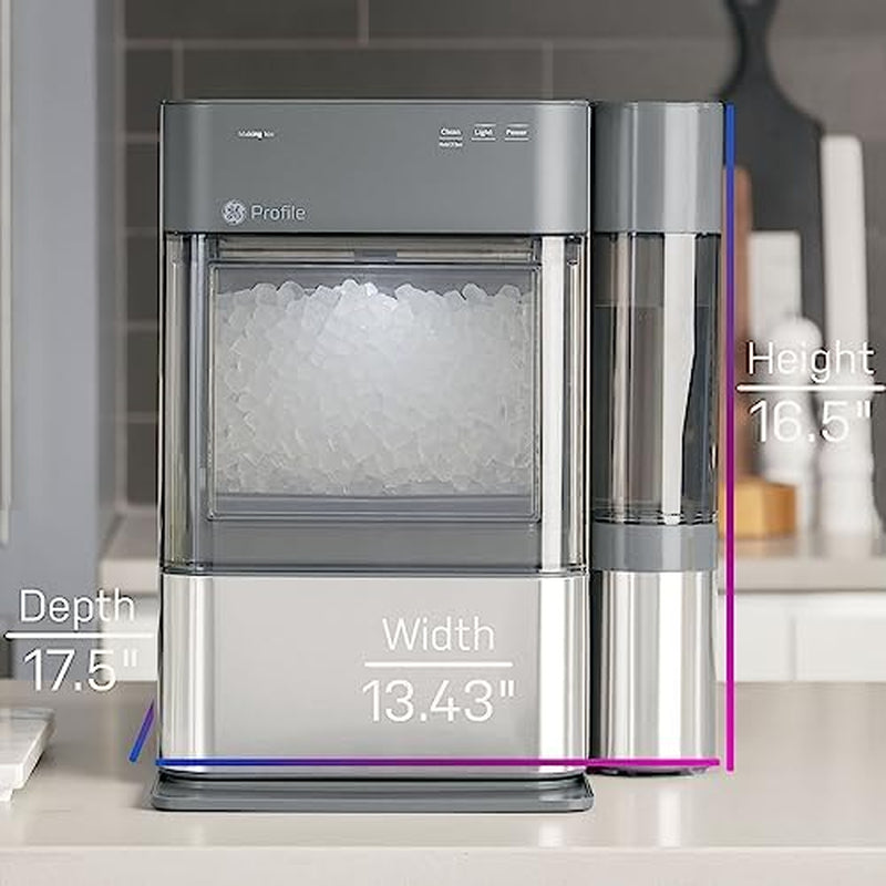 GENERAL ELECTRIC  Opal 2.0 XL  Chewable Crunchable Countertop Nugget Ice Maker (Scoop Included) | 38 Lbs in 24 Hours with Wifi & Smart Connected - Stainless Steel