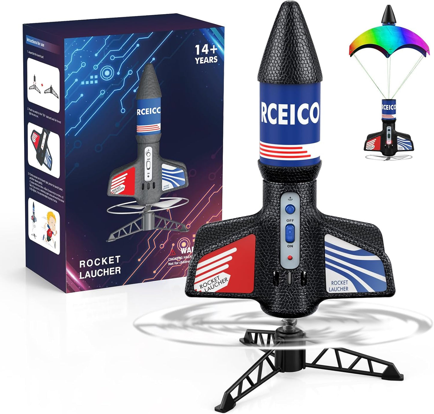 RCEICO Rocket Launcher - Model Rocket Kits with Launch Set (200 Feet of Flight Altitude) | for Ages 8+