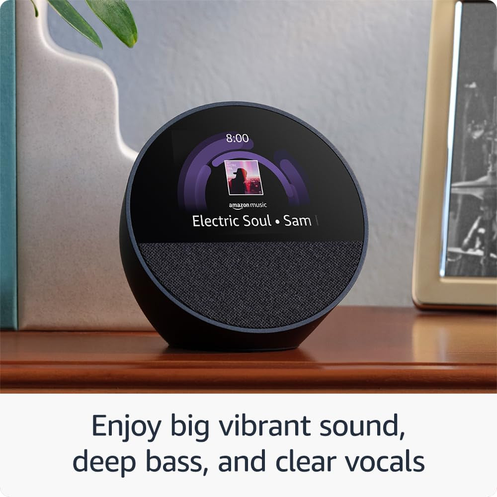 All-New Echo Spot Smart Alarm Clock with Vibrant Sound