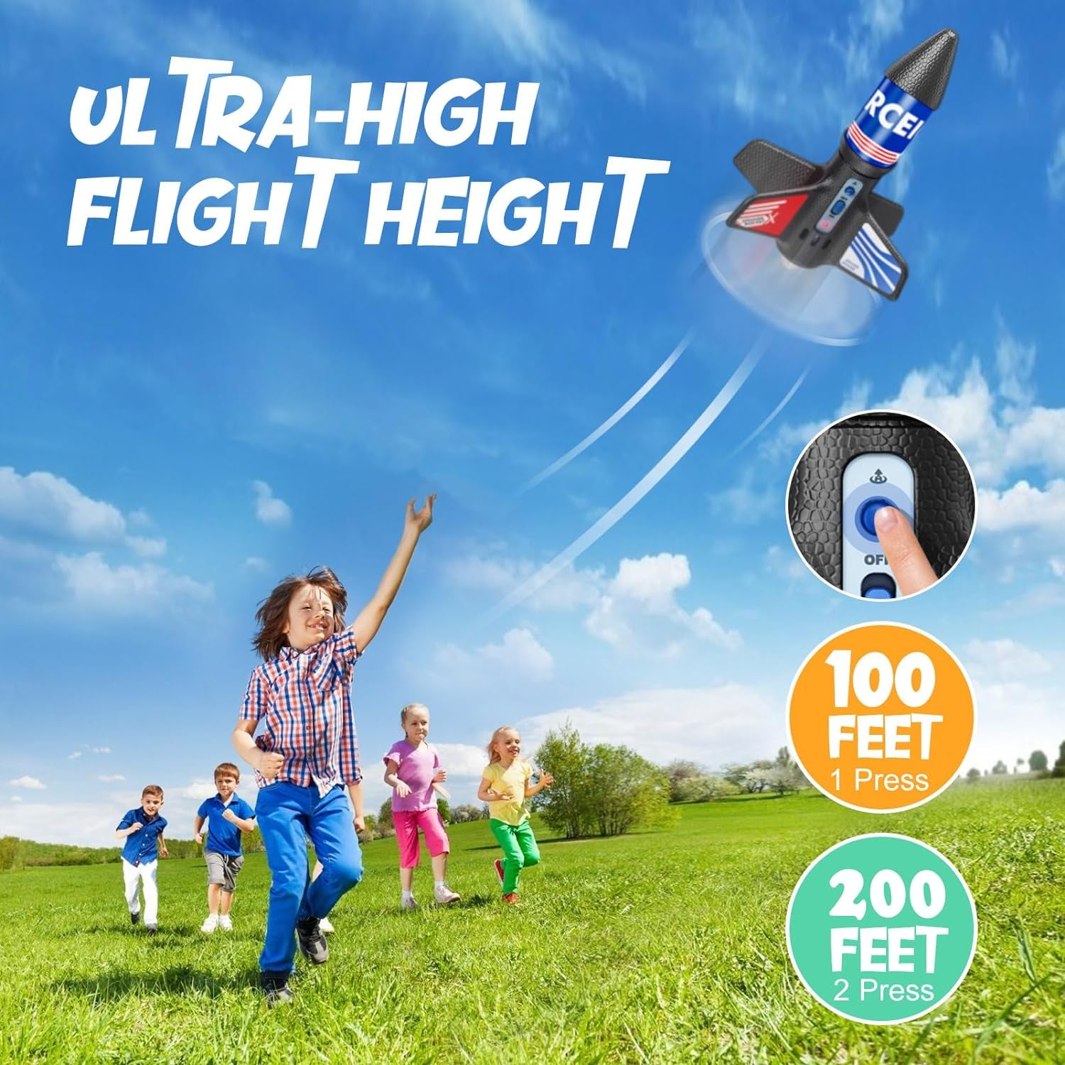 RCEICO Rocket Launcher - Model Rocket Kits with Launch Set (200 Feet of Flight Altitude) | for Ages 8+