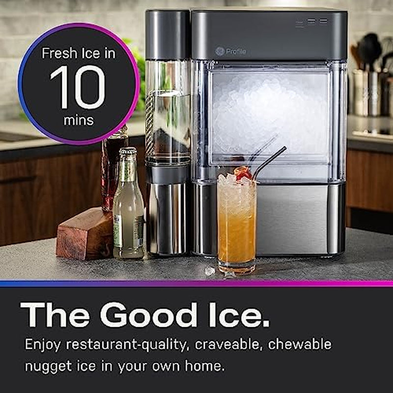 GENERAL ELECTRIC  Opal 2.0 XL  Chewable Crunchable Countertop Nugget Ice Maker (Scoop Included) | 38 Lbs in 24 Hours with Wifi & Smart Connected - Stainless Steel