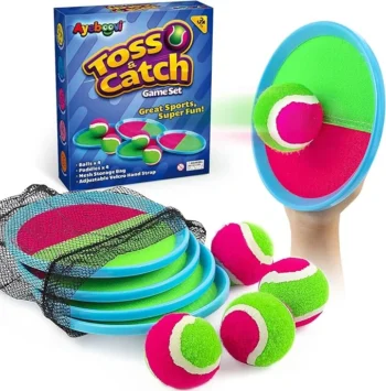 Ayeboovi Set de 4 Raquetas & 4 Pelotas para Tirar & Atrapar | para Niños de 4 años +