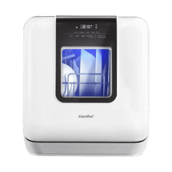 COMFEE' CDC17P0ABB Lavavajillas Mini Portátil de Encimera con Tanque de Agua Integrado de 5L para Apartamentos y Casas Rodantes No Requiere Conexión de Agua.